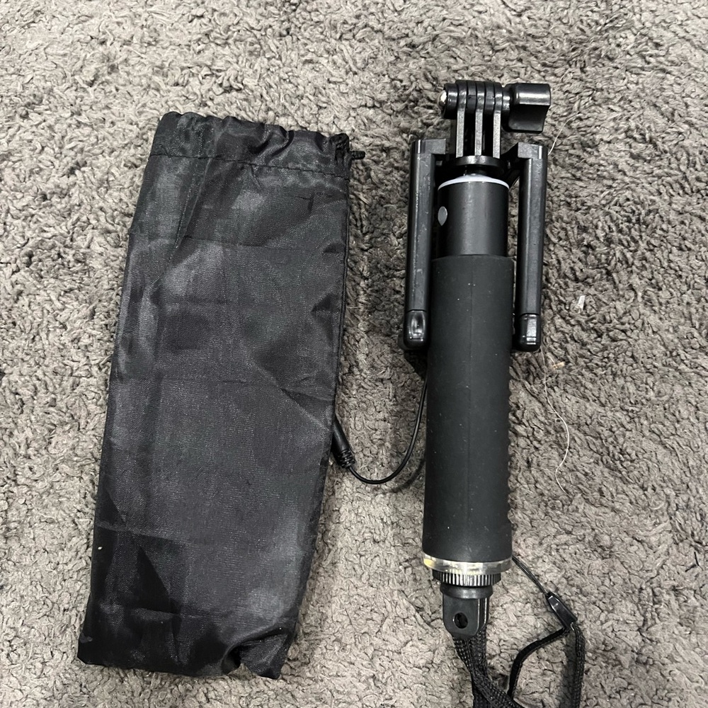 Black Wired Selfie Stick with Pouch